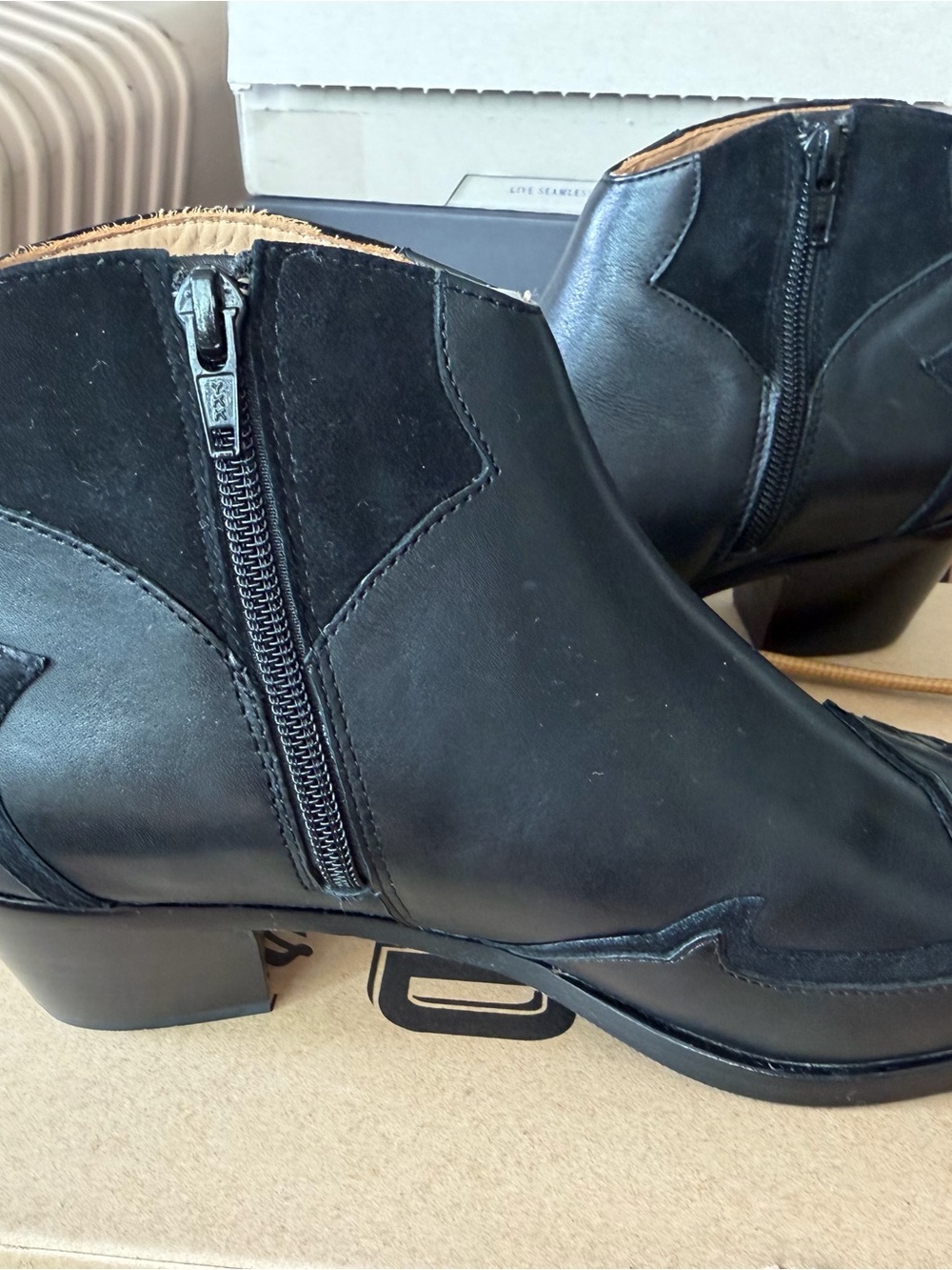 Bared Footwear Black Leather Ankle Booties with Side Zipper